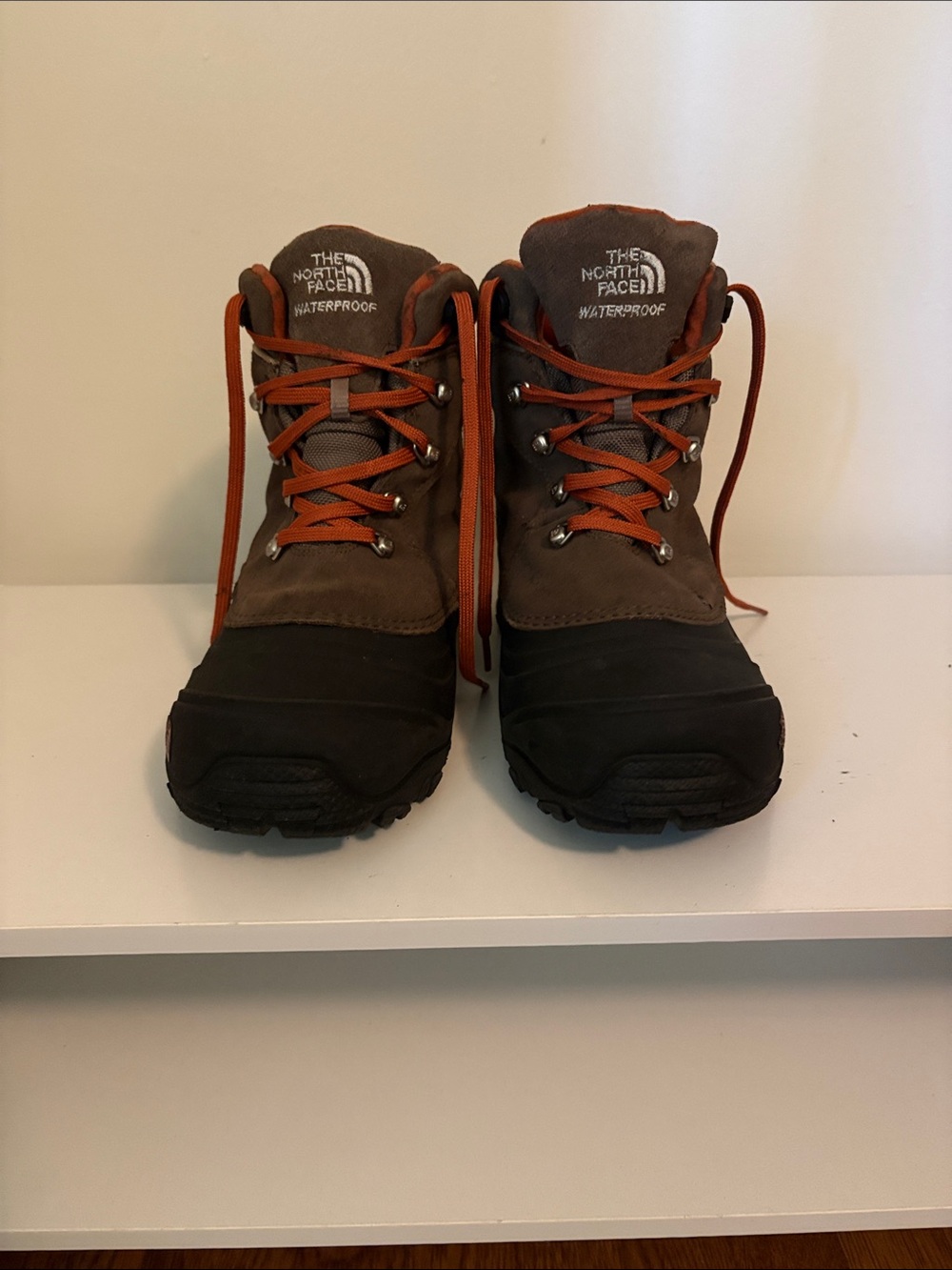 The North Face Brown and Orange Waterproof Hiking Boots